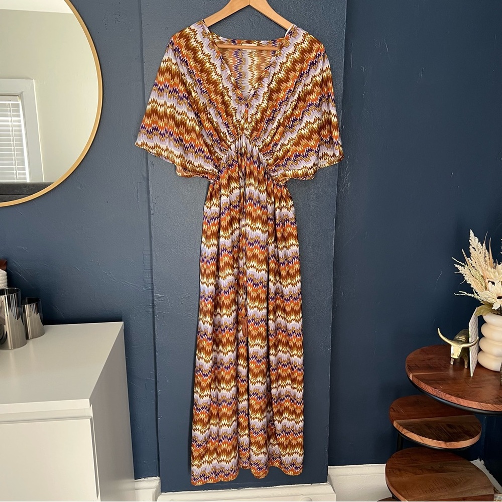 World Market Patterned Maxi Kaftan Dress